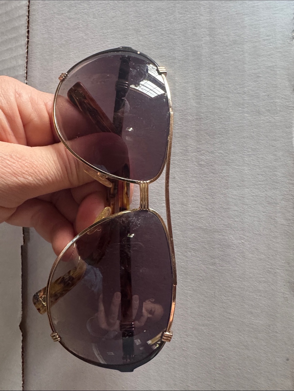 Dior Tortoiseshell Arms Sunglasses with Gold Accents - Brown Lenses - Picture 3 of 4